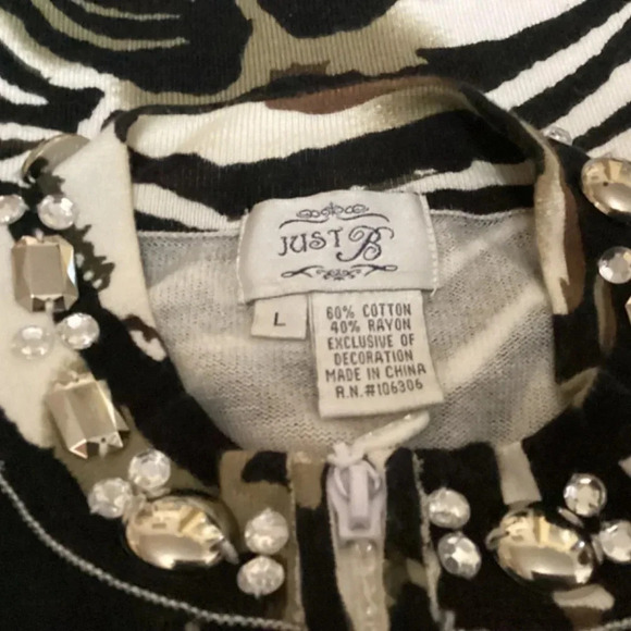 Just B sweater womens SZ L 90’s vintage sequins mobwife reptile print - Picture 4 of 8